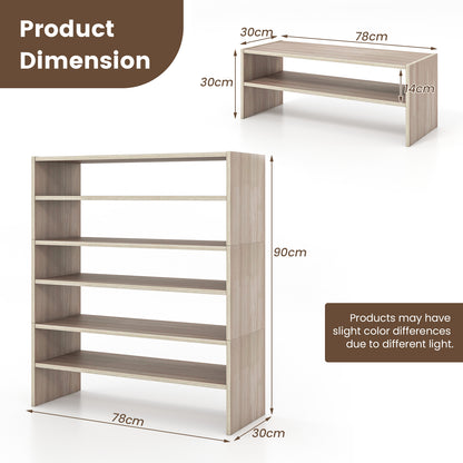 6-Tier Shoe Rack with Anti-Tipping Kits for Entryway and Closet-Beige