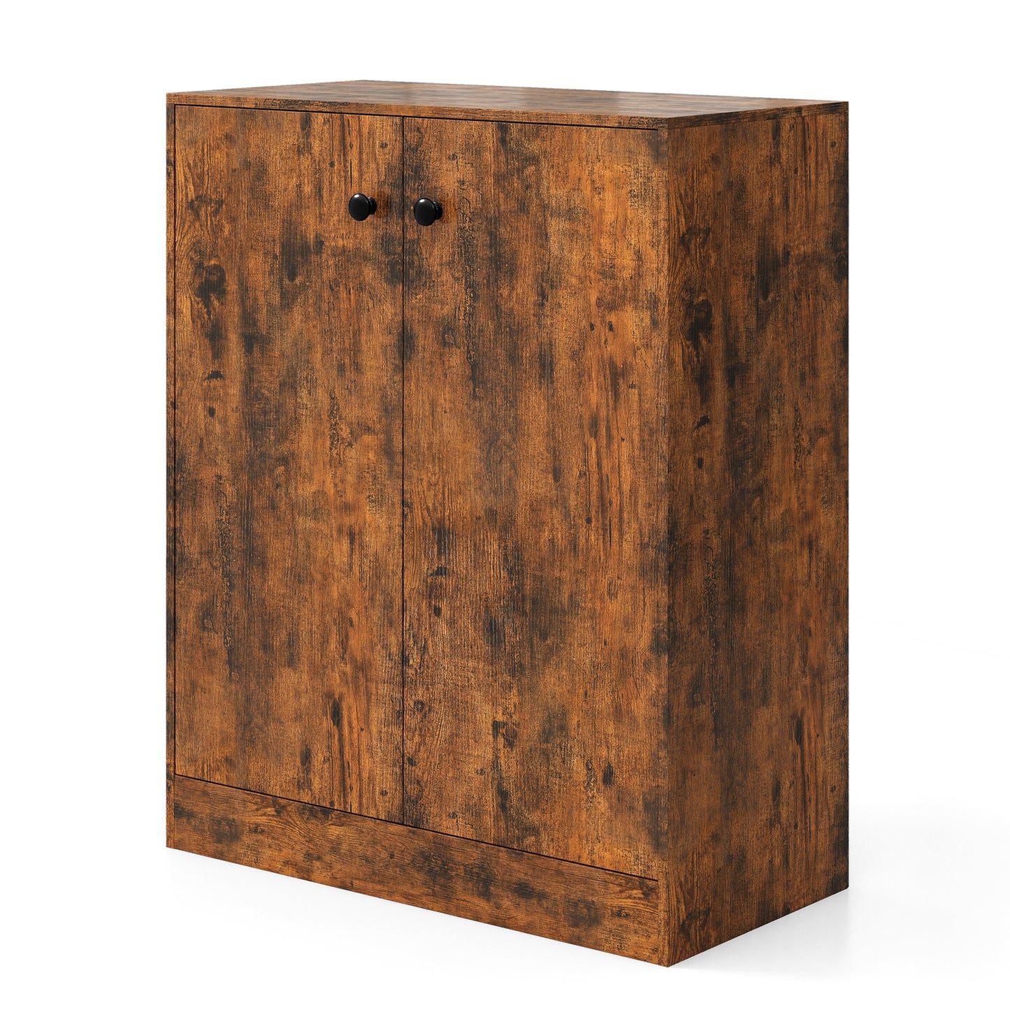 Storage Cabinet with 3 Shelves and 2 Door-Coffee