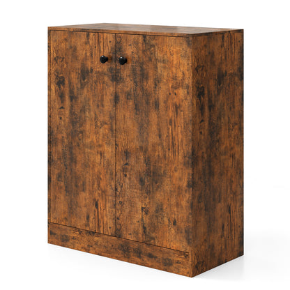 Storage Cabinet with 3 Shelves and 2 Door-Coffee