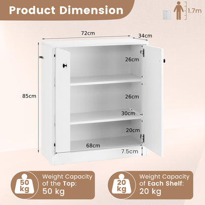 Storage Cabinet with 3 Shelves-White