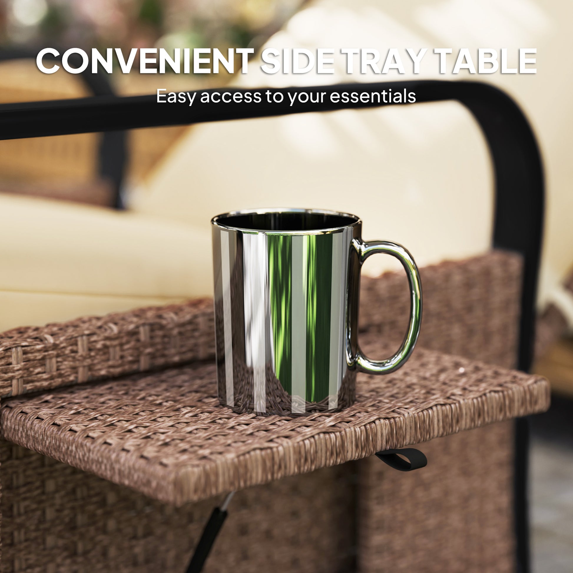 Outsunny 140° Reclining Rattan Armchair - Brown/Khaki