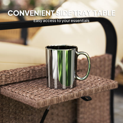 Outsunny 140° Reclining Rattan Armchair - Brown/Khaki