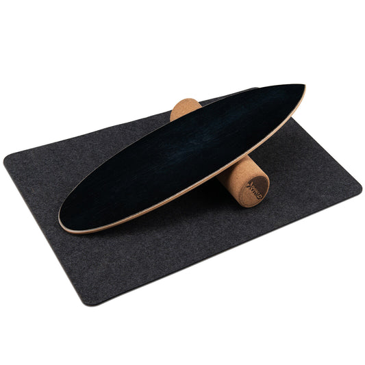 Wooden Balance Board with Non-Slip Blanket-Black