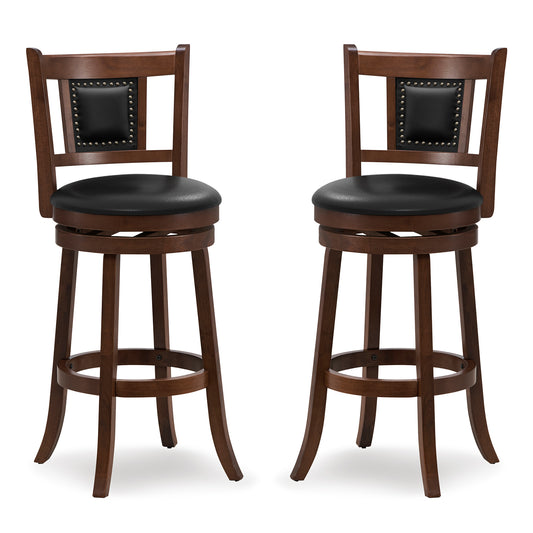 65/74 cm Swivel Bar Stool Set of 2 with Curved Backrest-25 Inches