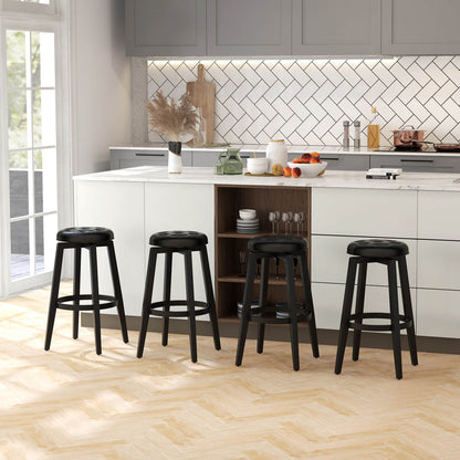 Swivel Bar Stool Set of 2 with Footrest Retro-Black-76 cm