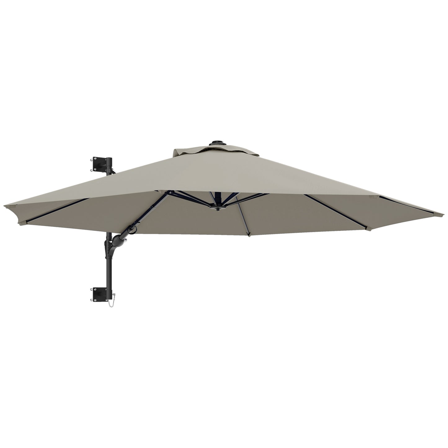 Outsunny 3(m) Wall-Mounted Parasol Shade, with Handle - Light Grey