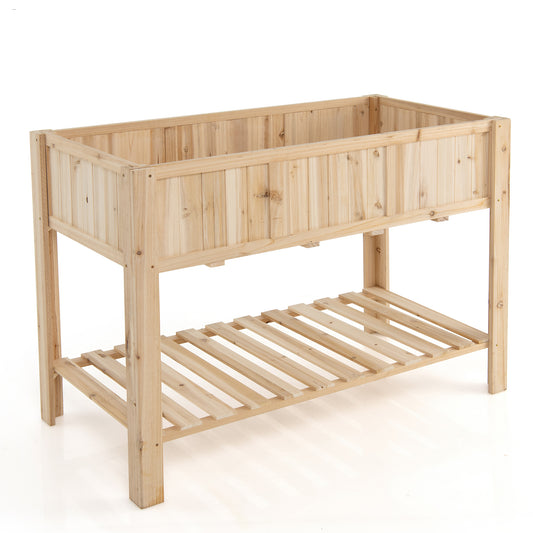 Elevated Wooden Raised Garden Bed for Vegetables and Flowers