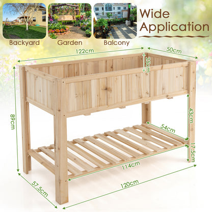 Elevated Wooden Raised Garden Bed for Vegetables and Flowers