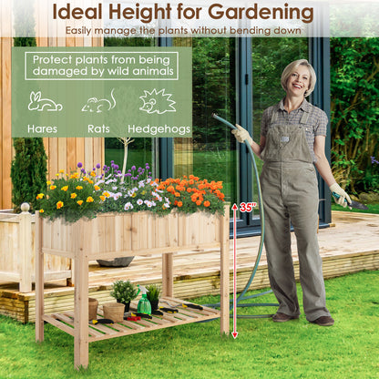Elevated Wooden Raised Garden Bed for Vegetables and Flowers
