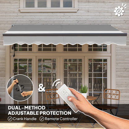 Outsunny 3 x 2.5m Electric Awning with Remote Controller, Aluminium Frame DIY Retractable Awning, UV30+ Sun Shade Canopy for Garden Patio Deck Door Window, Light Grey