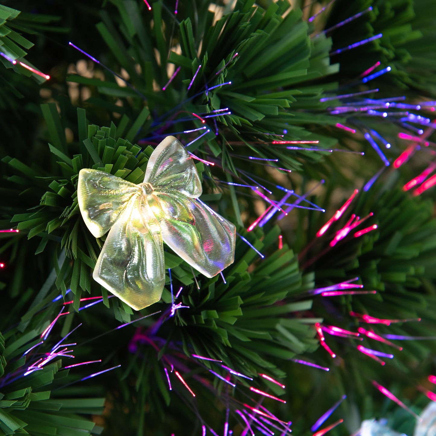 HOMCOM HOMCM 5FT Prelit Artificial Christmas Tree Fiber Optic LED Light Holiday Home Xmas Decoration Tree with Foldable Feet, Green
