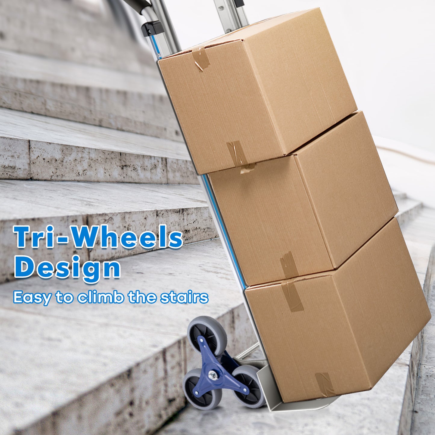 2-In-1 Aluminum Hand Truck with 6 Wheels and 2 Loop Handles