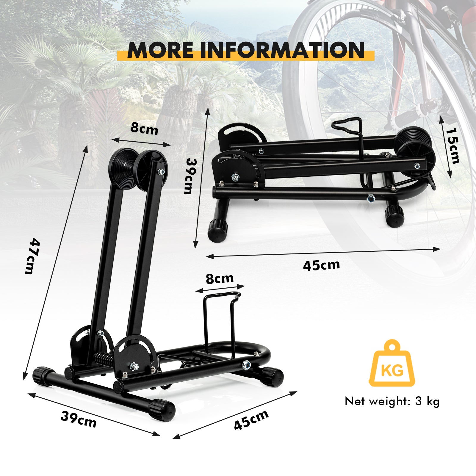 Foldable Bike Storage Stand for Mountain and Road Bike