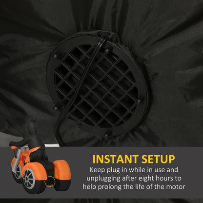 HOMCOM 9FT Long Halloween Inflatable Skull Rides a Motorcycle with Built-in LED Lights, Blow-Up Outdoor LED Garden Display for Lawn, Party