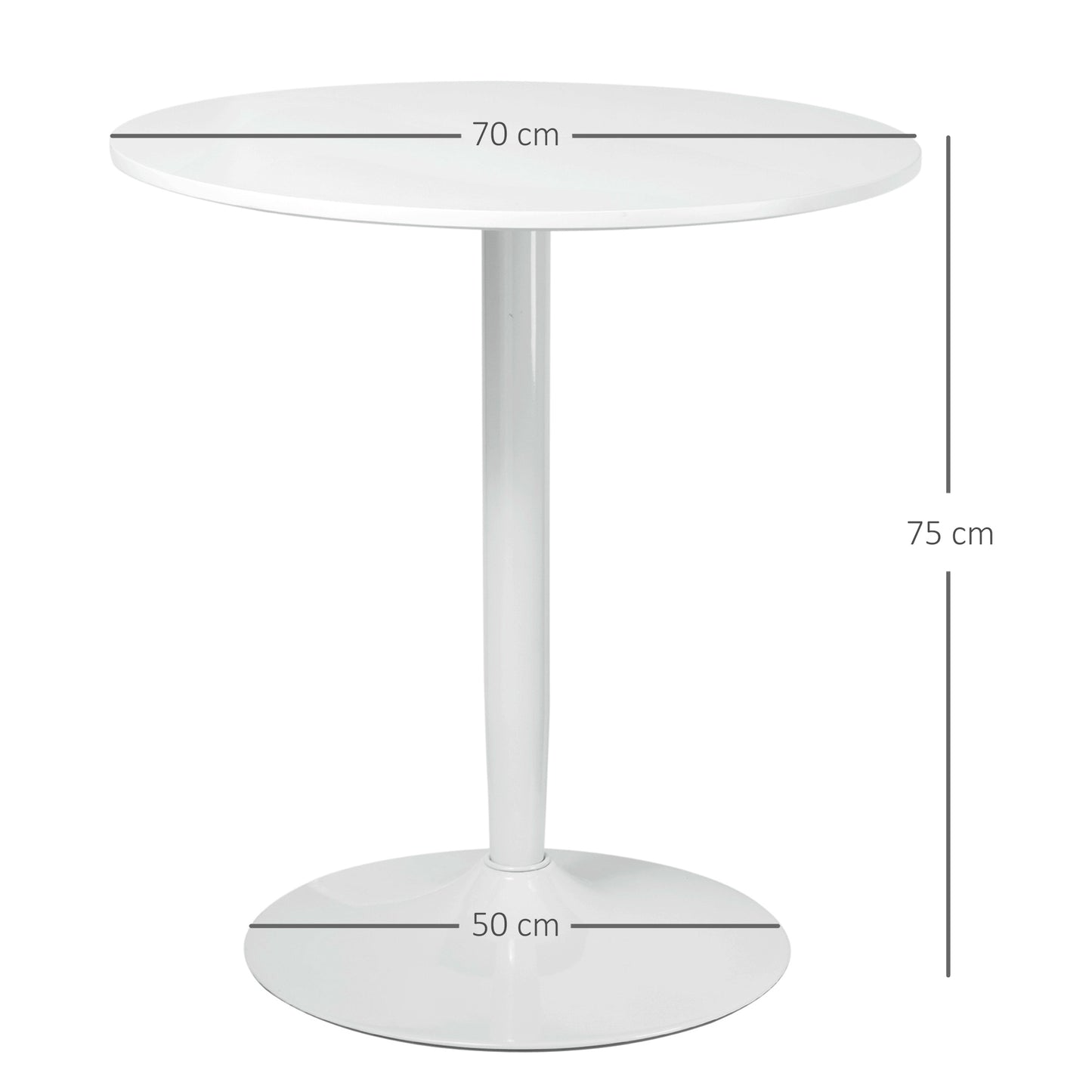 HOMCOM Round Dining Table, Modern Dining Room Table with Steel Base, Non-slip Foot Pad, Space Saving Small Dining Table, White