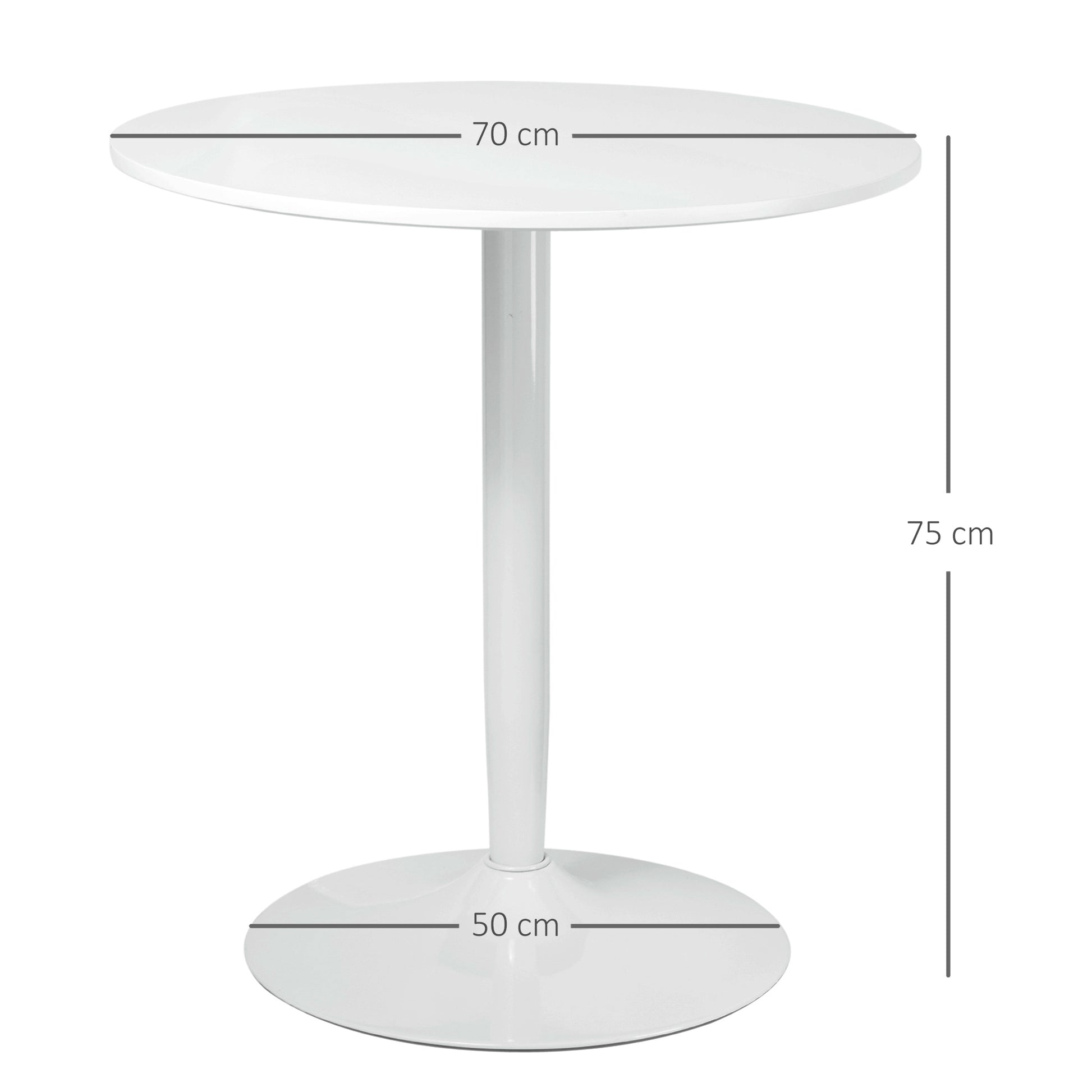 HOMCOM Round Dining Table, Modern Dining Room Table with Steel Base, Non-slip Foot Pad, Space Saving Small Dining Table, White