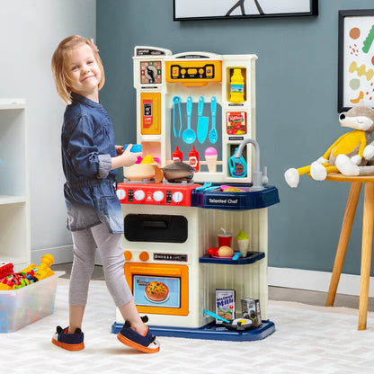 Kids Kitchen Playset with 65 Pieces Accessories-Blue