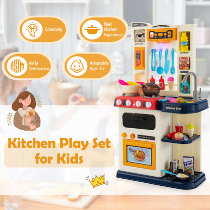 Kids Kitchen Playset with 65 Pieces Accessories-Blue