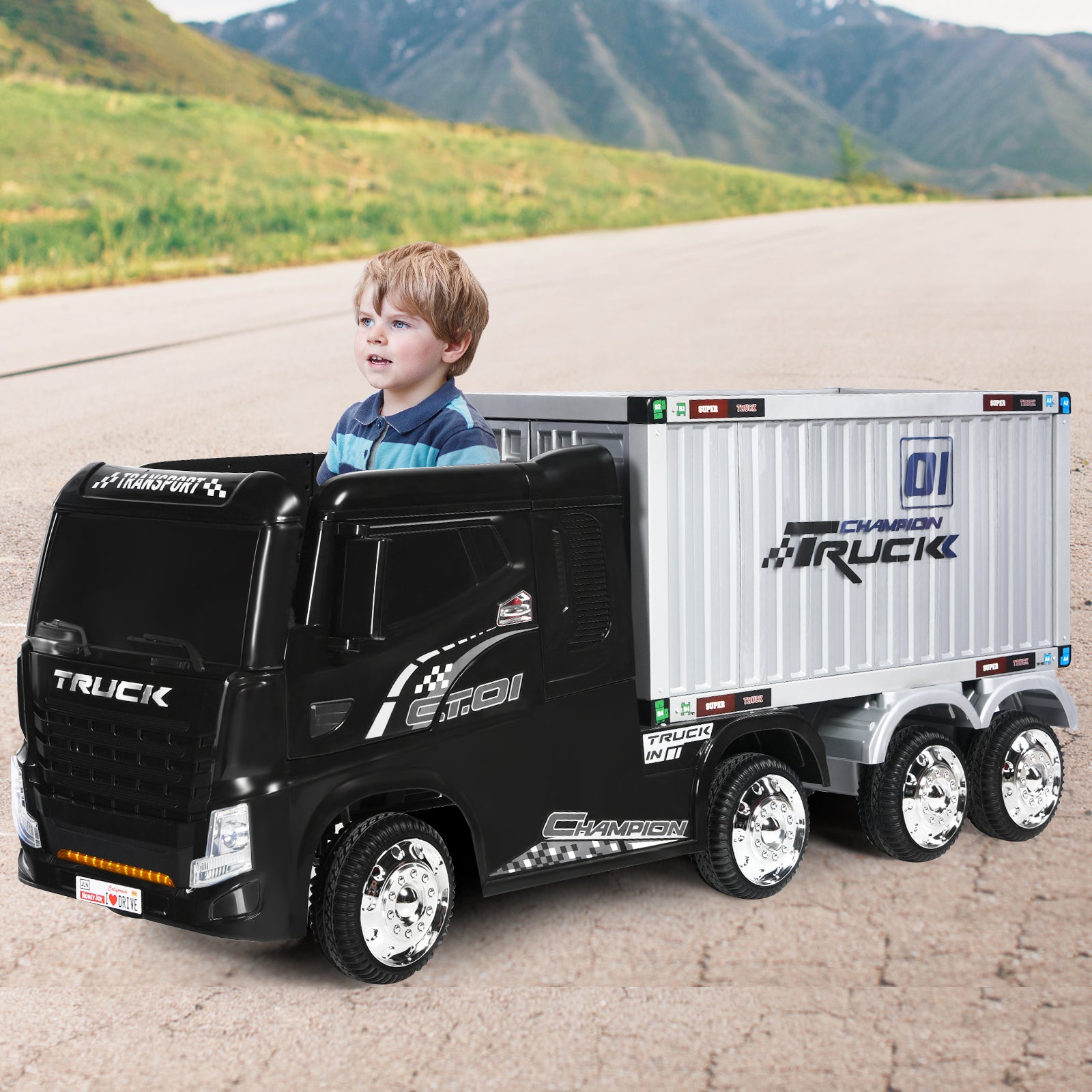 12V Battery Powered Kids Ride on Car with Storage Container for 3+ Years-Black