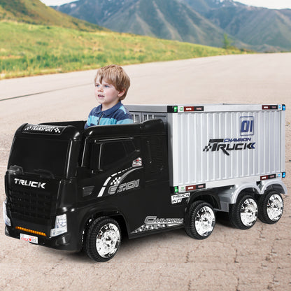 12V Battery Powered Kids Ride on Car with Storage Container for 3+ Years-Black
