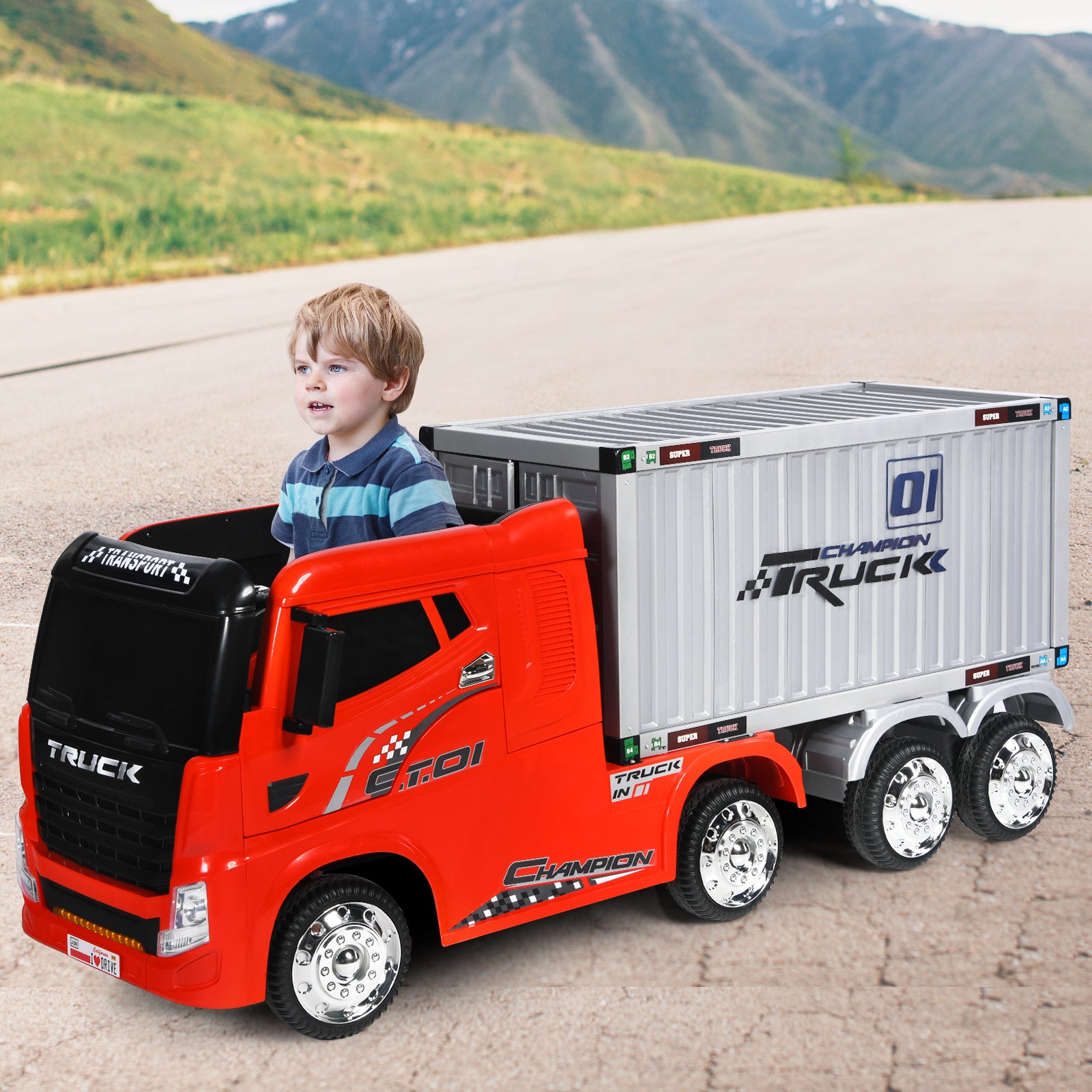 12V Battery Powered Kids Ride on Car with Storage Container for 3+ Years-Red