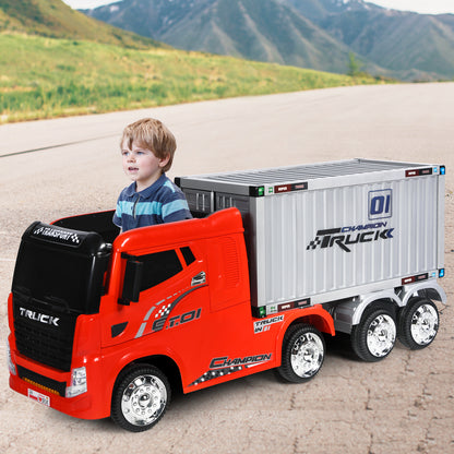 12V Battery Powered Kids Ride on Car with Storage Container for 3+ Years-Red