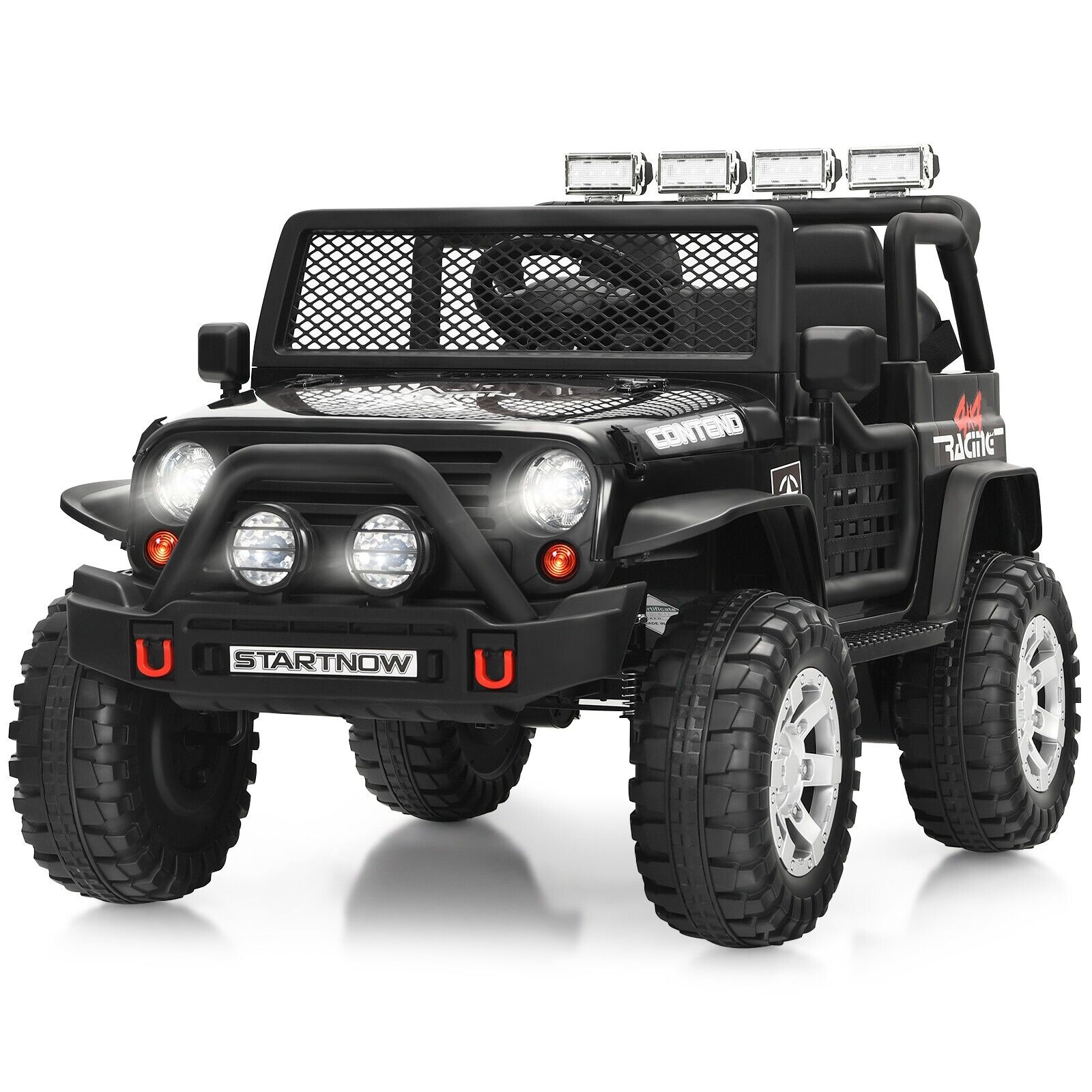 2-Seat Kids Ride on Truck with Parent Remote Control-Black-Black