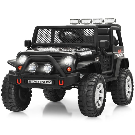 2-Seat Kids Ride on Truck with Parent Remote Control-Black-Black