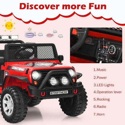2-Seat Kids Ride on Truck with Parent Remote Control-Red