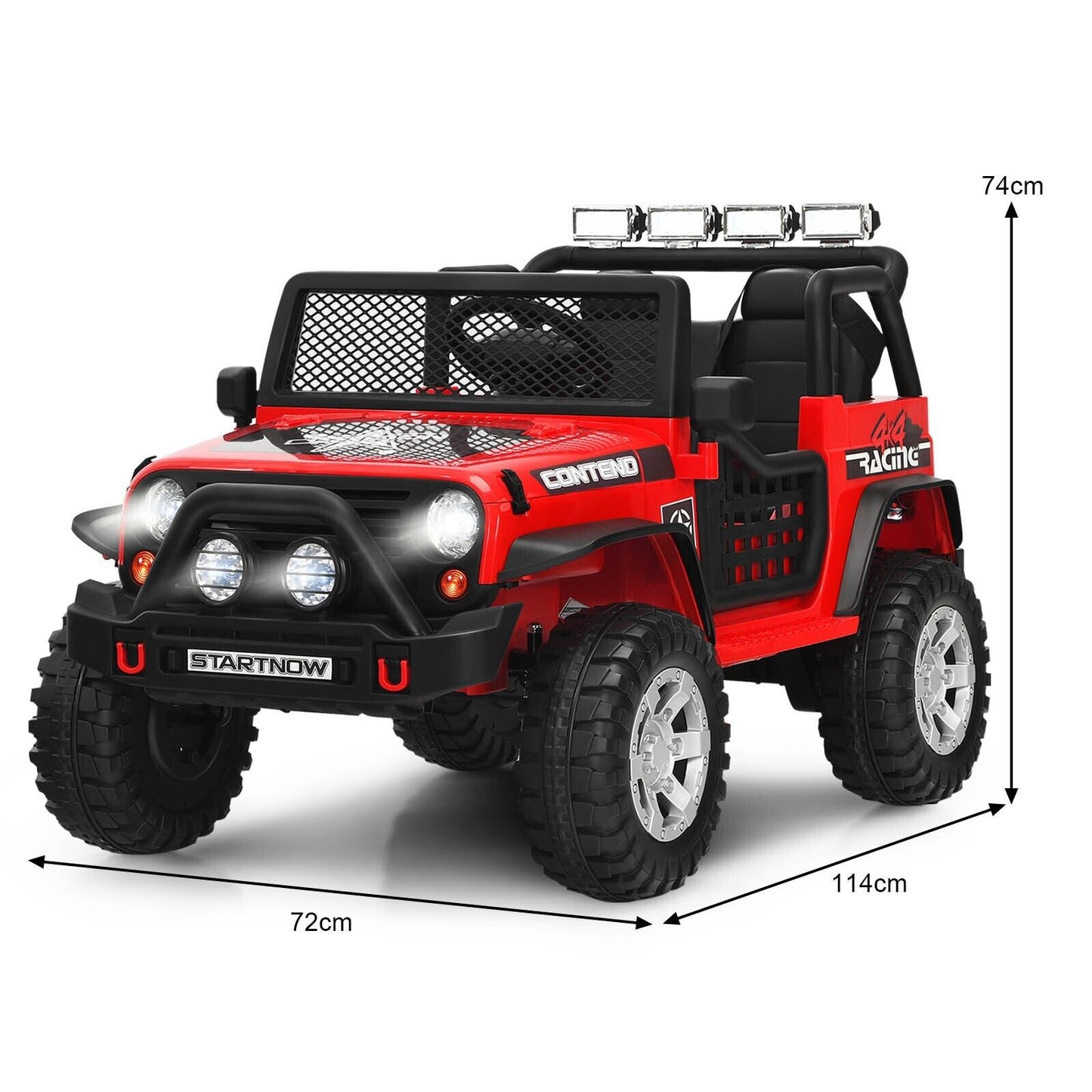 2-Seat Kids Ride on Truck with Parent Remote Control-Red