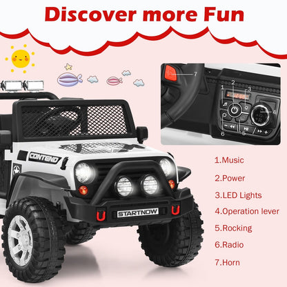 2-Seat Kids Ride on Truck with Parent Remote Control-White