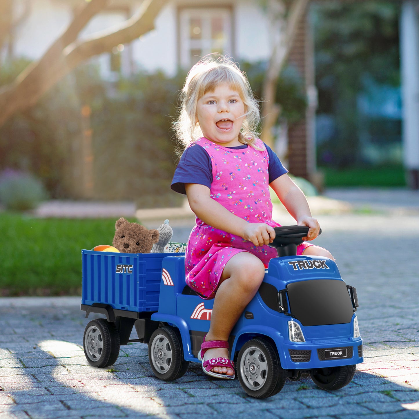 Kids Ride on Truck with Detachable Container for 18-36 Months-Blue