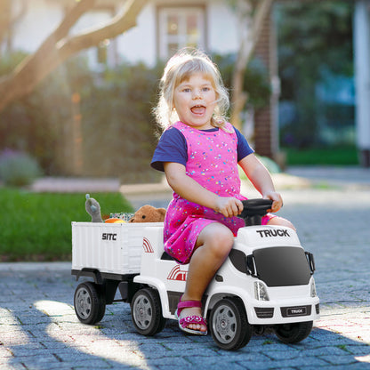 Kids Ride on Truck with Detachable Container for 18-36 Months-White