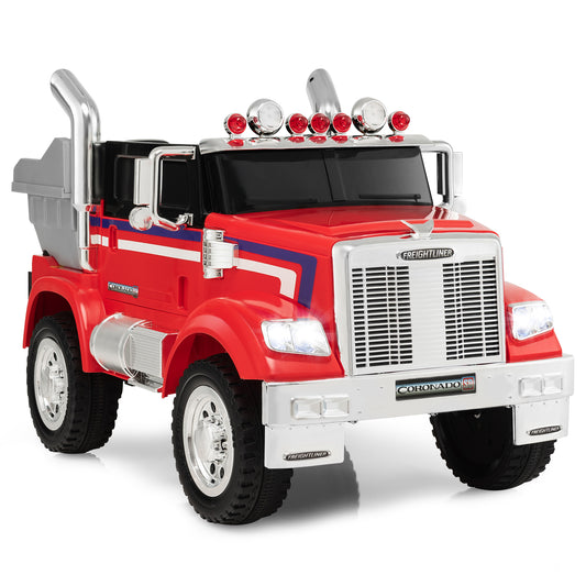 Kids Ride On Dump Truck 12V Battery Powered Licensed Toy-Red