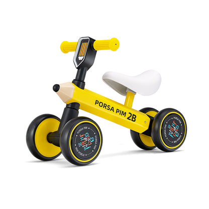 Baby Balance Bike with 4 Silent EVA Wheels for 10-24 Months Old-Yellow