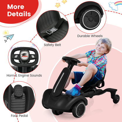 6V Electric Ride on Drift Car for Kids Aged 3-8 Years Old-Black