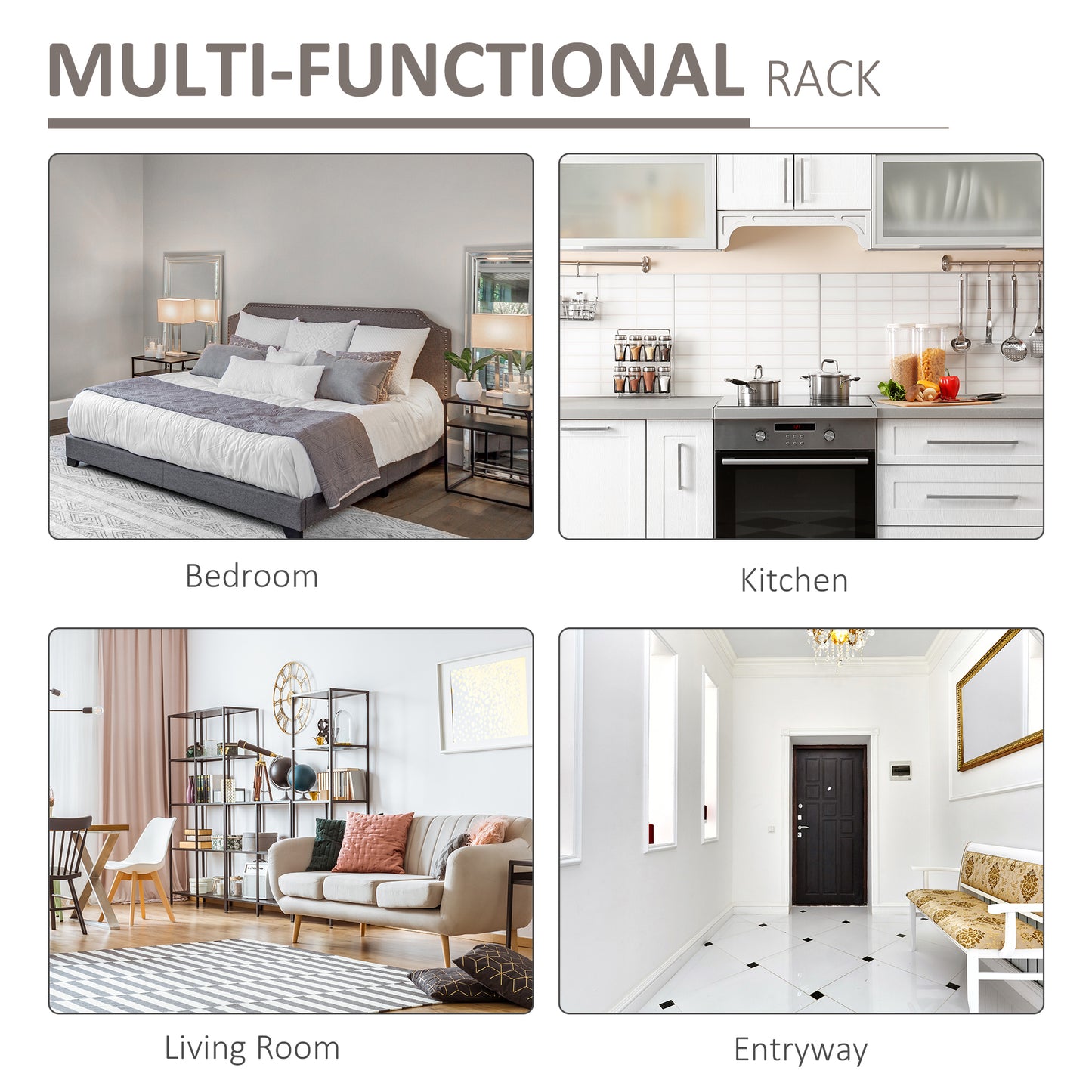 HOMCOM 3-Tier Corner Shelf Unit Adjustable Feet Back Panels Smooth Surface Home Office Stylish-Black Brown