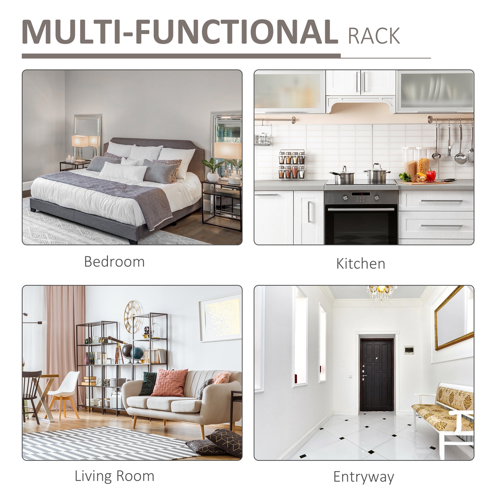 HOMCOM 3-Tier Corner Shelf Unit Adjustable Feet Back Panels Smooth Surface Home Office Stylish-Black Brown