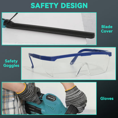 Outsunny Cordless Hedge Trimmer, Electric Hedge Cutter with 51cm Blade, Brushless Motor and 2 Batteries for Branches, Shrubs, Twigs, Blue