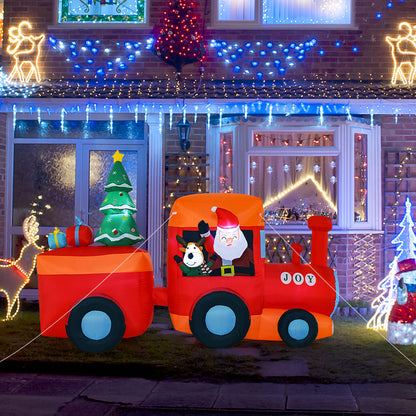 260 cm Christmas Inflatable Santa Train with Built-in LED and Air Blower