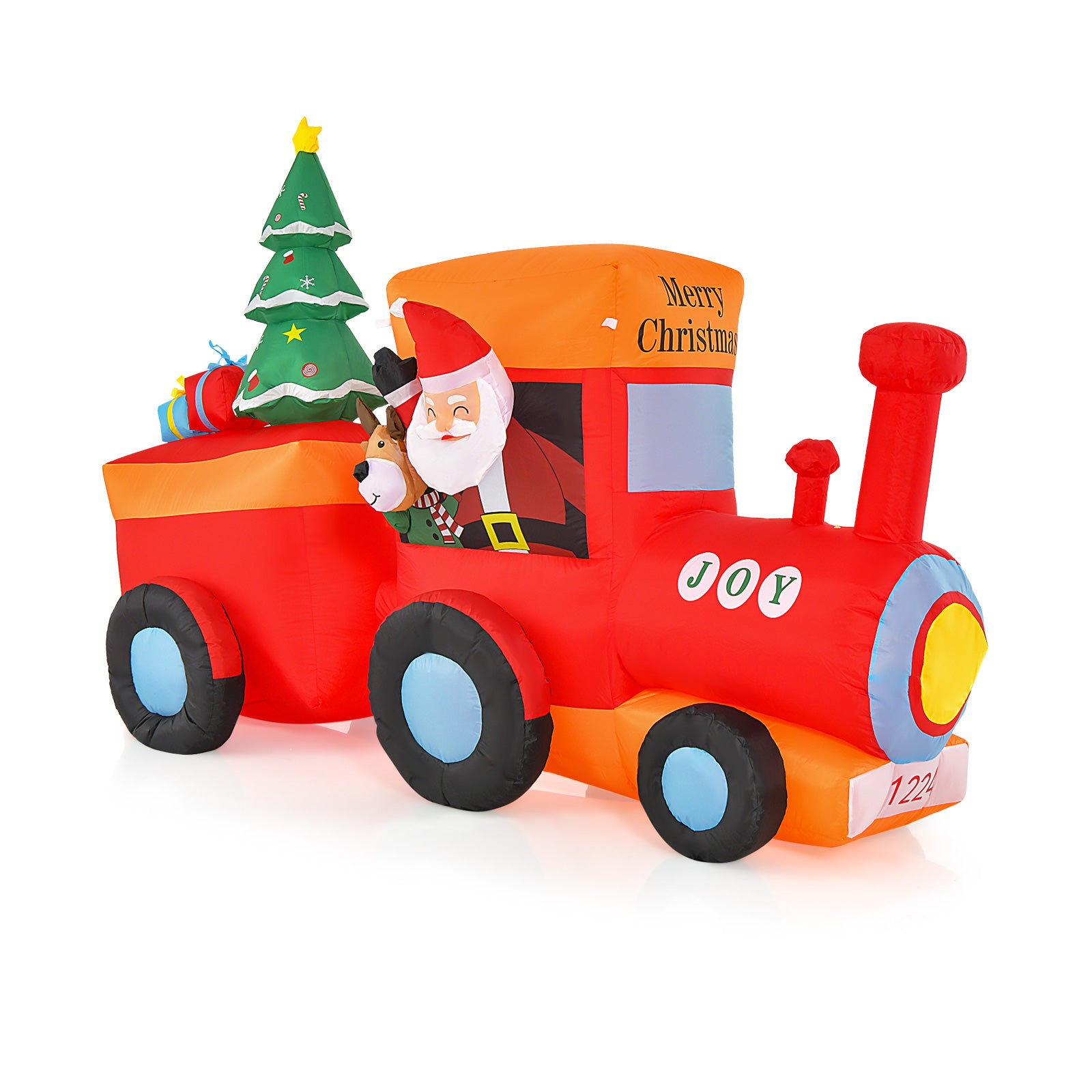 260 cm Christmas Inflatable Santa Train with Built-in LED and Air Blower