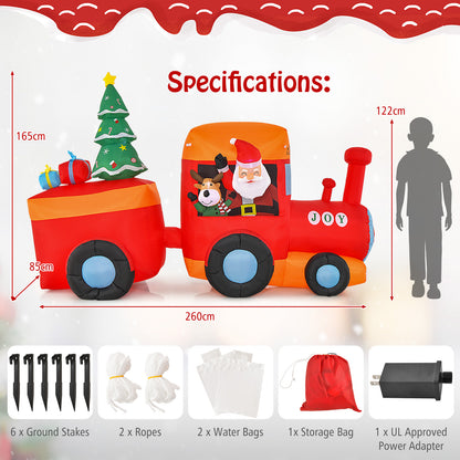 260 cm Christmas Inflatable Santa Train with Built-in LED and Air Blower
