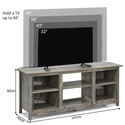 TV Stand for TVs up to 65 Inches with 6 Open Shelves-Grey