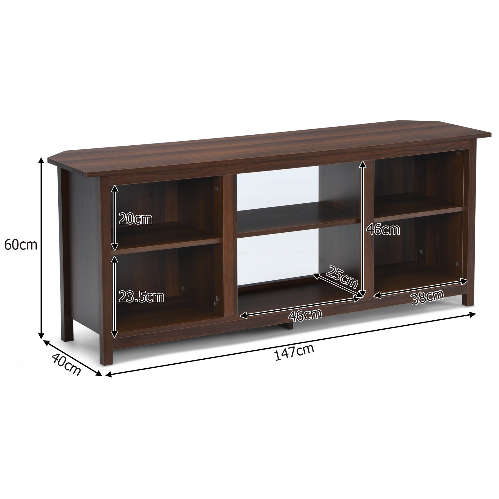 TV Stand for TVs up to 65 Inches with 6 Open Shelves-Coffee