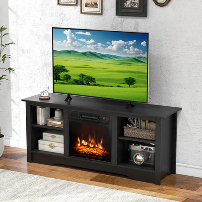 TV Stand Console Table for up to 65" with Adjustable Shelves-Black
