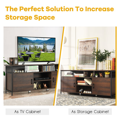 Mid-century TV Stand with Adjustable Shelves and Large Storage Space