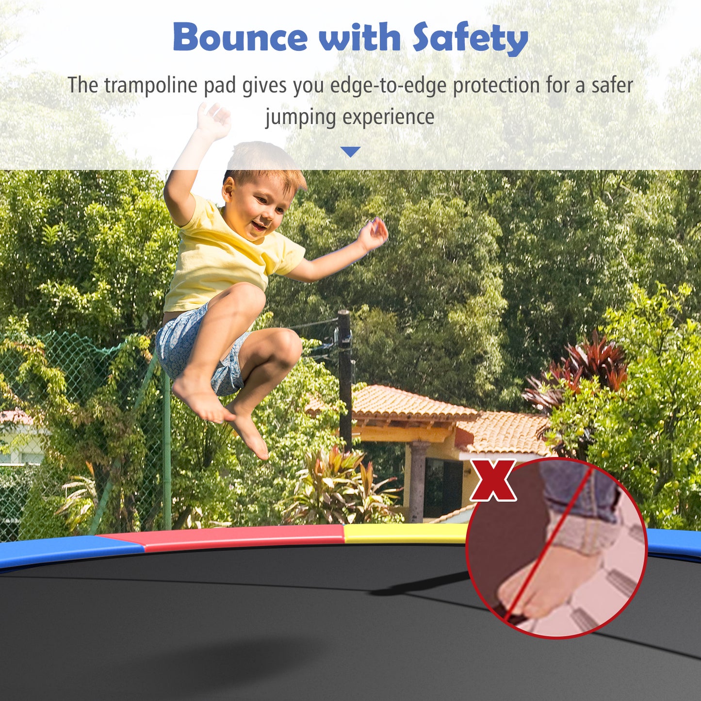 14 FeeT Trampoline Replacement Safety Pad-Colourful
