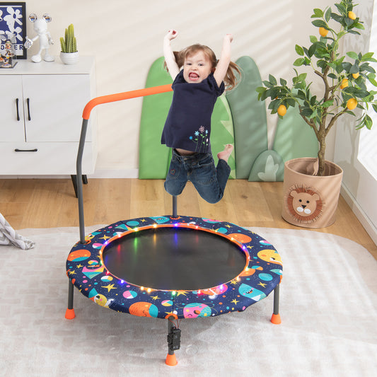 Mini Trampoline for Children with LED Lights and Padded Safety Handle-Multicolor