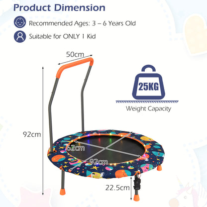 Mini Trampoline for Children with LED Lights and Padded Safety Handle-Multicolor
