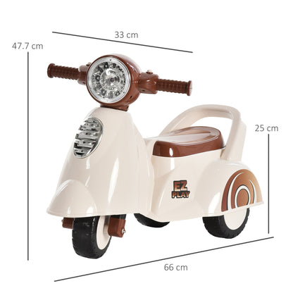 HOMCOM Toddlers Musical Plastic Push Tricycle White/Brown